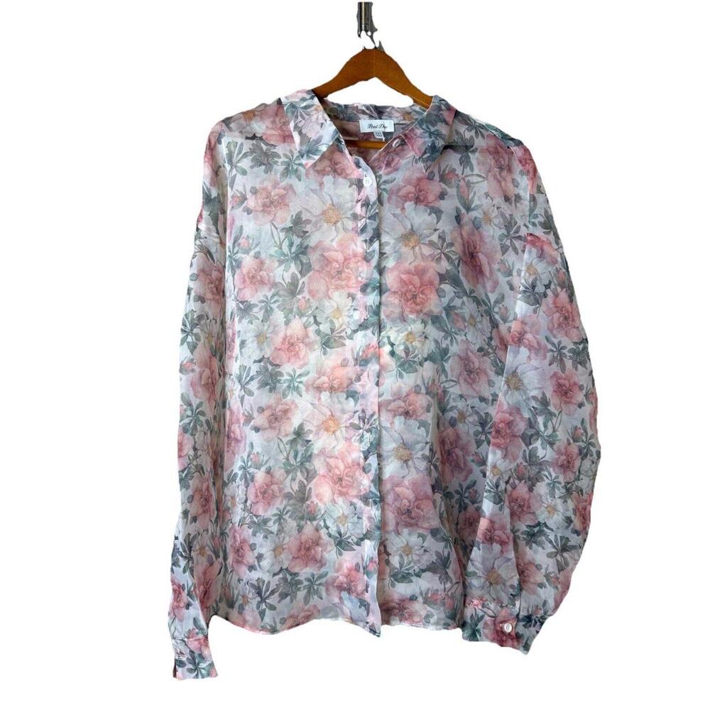 Petal Dew Pastel Floral Plus Size 2XL Women Button Up Feminine
